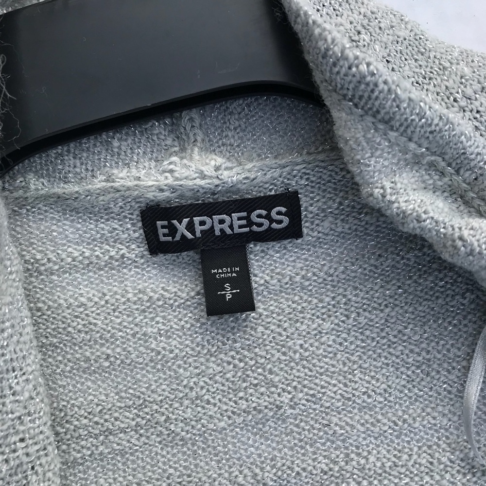 Express metallic silver flyaway knit cardigan S - Picture 5 of 8
